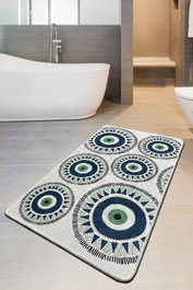 Mijölnir Occhio Alfombrilla de Baño 70 x 120 cm Gris, Azul Oscuro y Verde